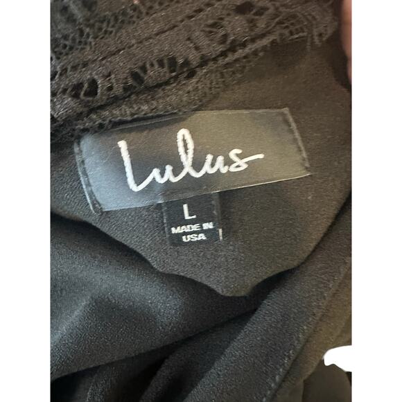 Lulus Black Halter Lace Date Night Night Out Dressy Straight Leg Jumpsuit Large - Picture 2 of 10